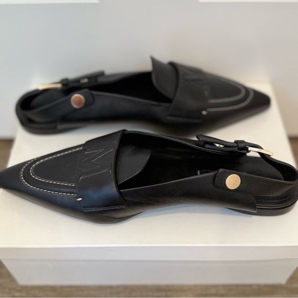 New Without Box Max Mara Black Leather Slingbacks Size: EU39 US8.5 Spring - Picture 9 of 15